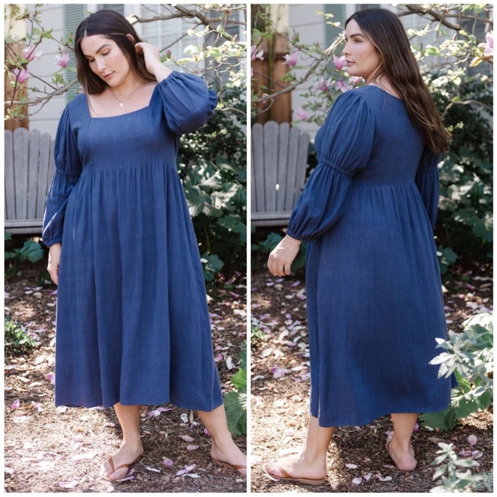 RACHEL PALLY Doreen Blue Linen Blend Dress size 2X